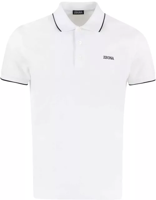 Zegna Logo Print Cotton Polo Shirt