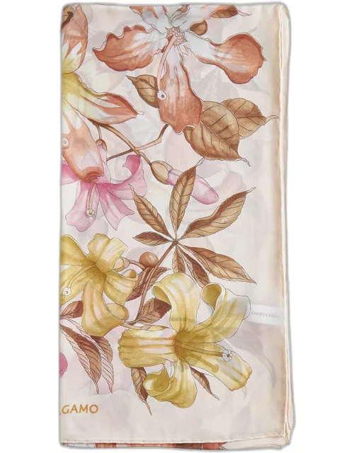 Ferragamo Floral Print Silk Scarf