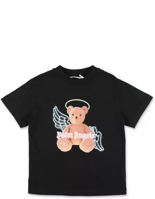 Palm Angels T-shirt Nera In Jersey Di Cotone Bambina