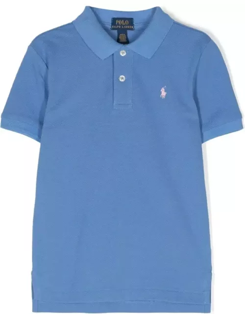 Ralph Lauren Cerulean Blue Short-sleeved Polo Shirt With Contrasting Pony