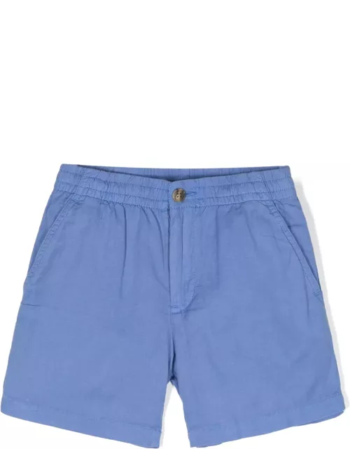 Ralph Lauren Cerulean Blue Linen And Cotton Bermuda Short