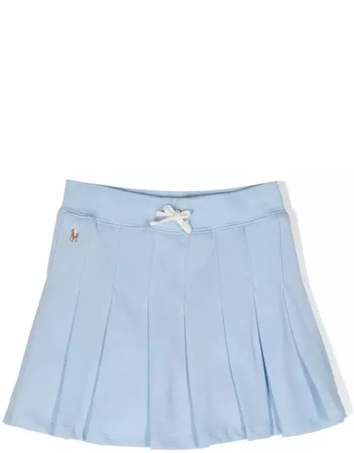 Ralph Lauren Light Blue Pleated Mini Skirt With Drawstring