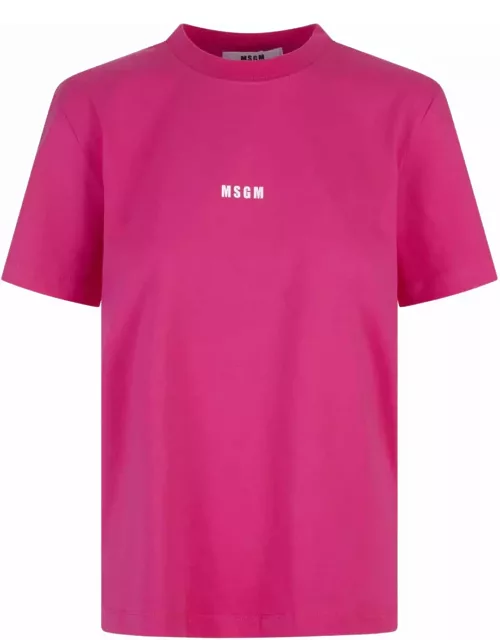 MSGM Fuchsia T-shirt With Micro Logo