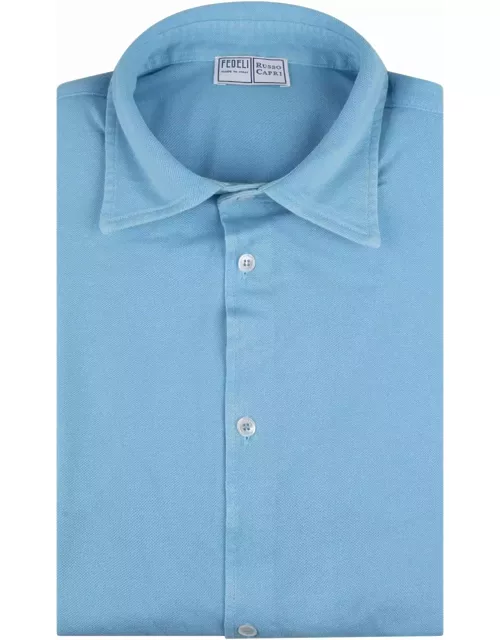 Fedeli Shirt In Sky Blue Cotton Piqué