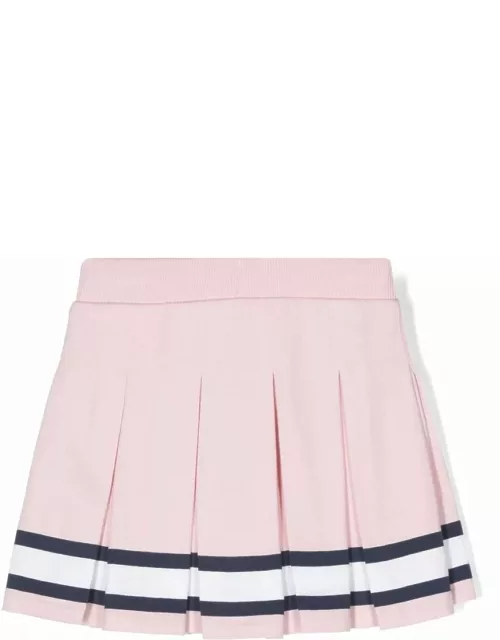 Ralph Lauren Pink Pleated Mini Skirt With Striped Pattern