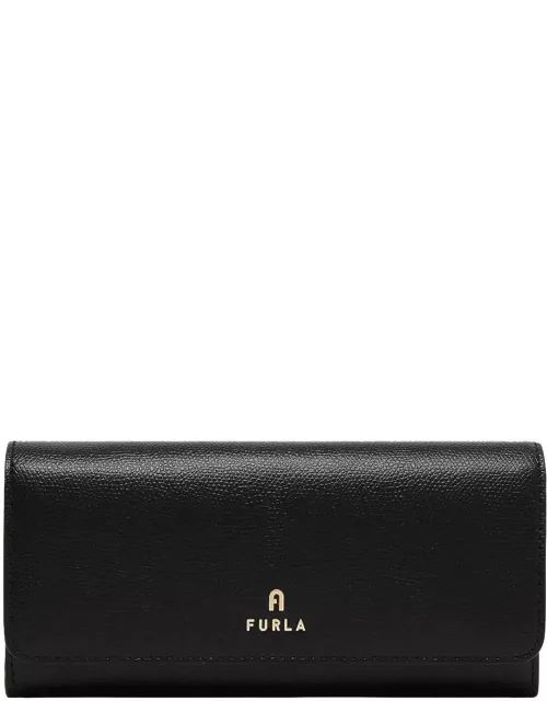 Furla Camelia Black Continental Wallet In Printed Leather