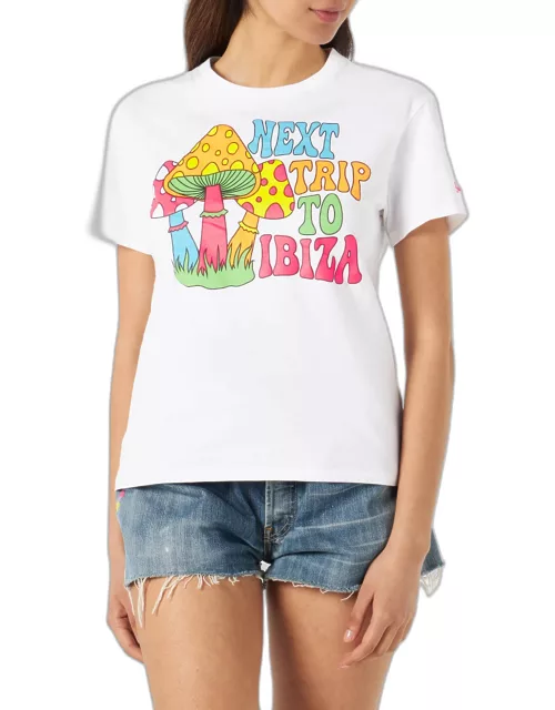 MC2 Saint Barth Woman Cotton T-shirt With Mushrooms Print
