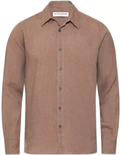 Justin Linen - Relaxed Fit Luxury Italian Linen Shirt In Plum Wine Colour
