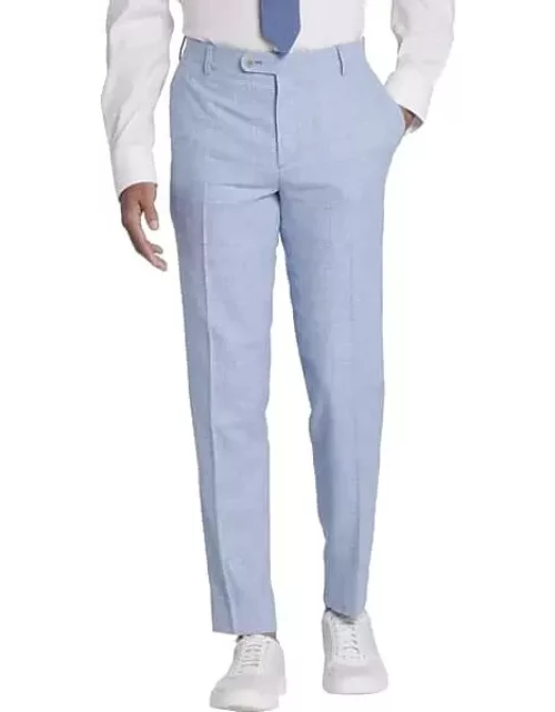 JOE Joseph Abboud Slim Fit Plaid Linen Blend Men's Suit Separates Pants Blue Plaid