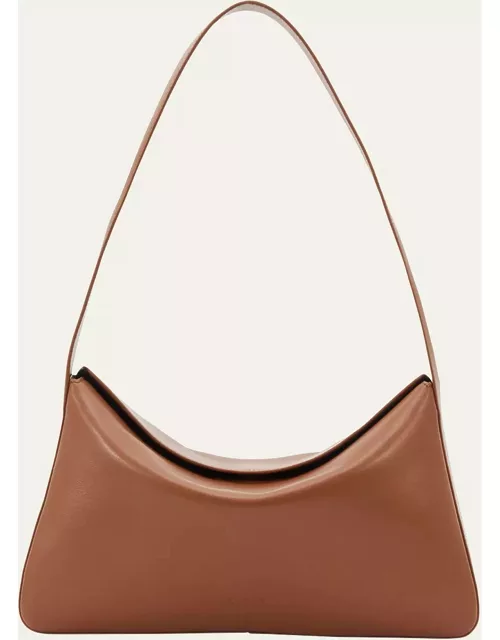 Fold-Over Flap Leather Shoulder Bag