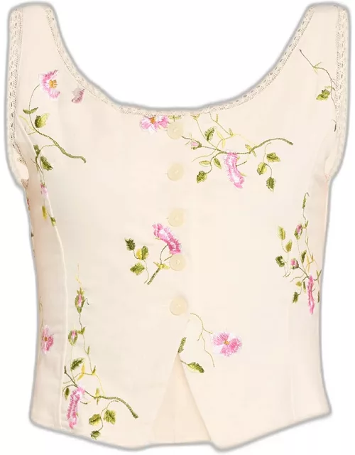 Rhapsody Embroidered Floral Bustier Top