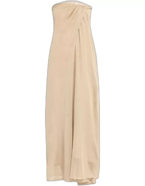 The Ona Metallic Front-Knot Strapless Dres