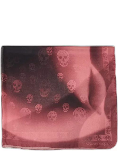 Skull Print Ombre Silk Scarf