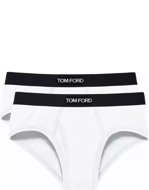 Tom Ford Womans Two White Cotton Briefs With Logo