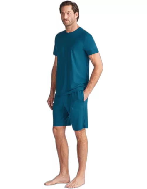 Derek Rose Men's Lounge Shorts Basel Micro Modal Stretch Poseidon Blue