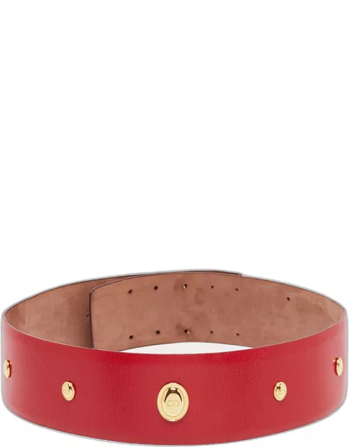 Dior Red Leather Embellished Wide Waist Belt 106C
