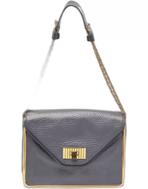 Chloe Blue Grey Leather Medium Sally Shoulder Bag