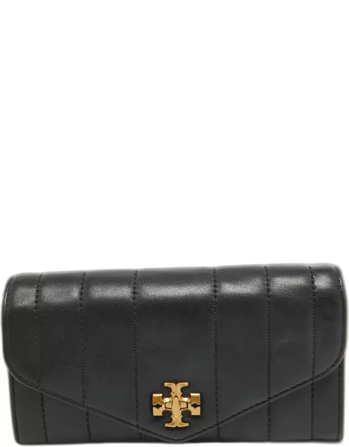 Tory Burch Black Quilted Leather Kira Envelope Wallet