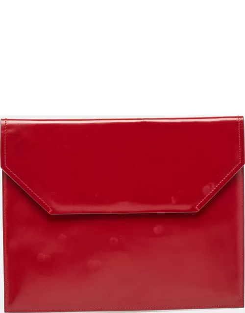 Bally Red Glossy Leather Envelope Clutch