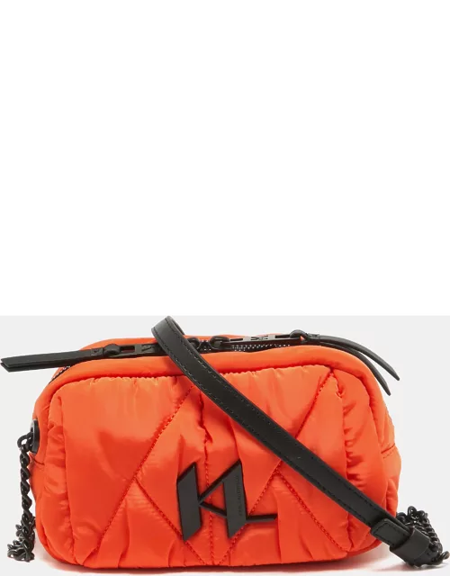 Karl Lagerfeld Orange/Black Quilted Nylon K/Studio Crossbody Bag