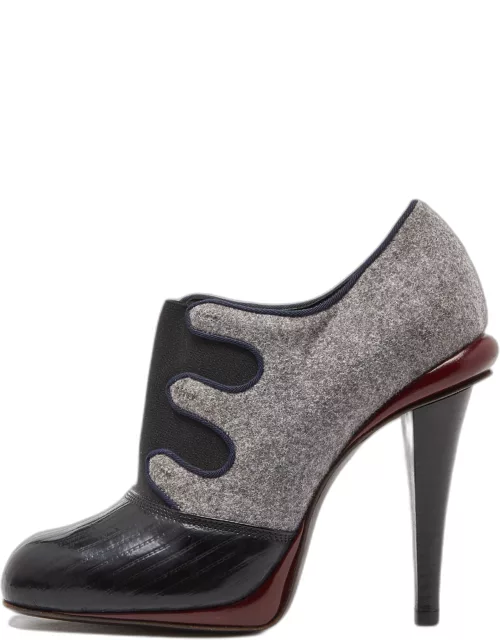 Fendi Multicolor Patent Leather and Wool Bootie
