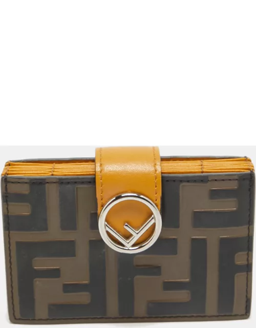 Fendi Tobacco/Yellow Zucca Embossed Leather FF Flap Wallet
