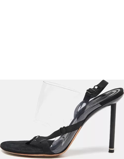 Alexander Wang Black PVC and Suede Marlow Transparent Slingback Sandal