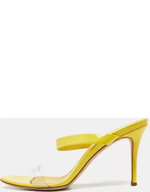 Giuseppe Zanotti Yellow Patent Leather Slide Sandal