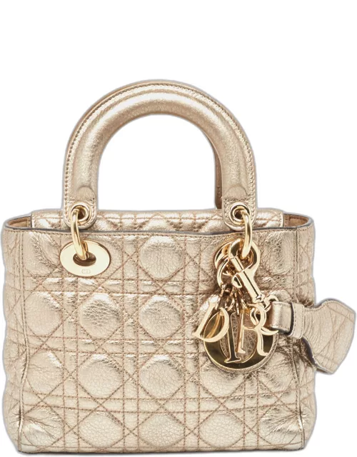 Dior Gold Cannage Leather Small Soft Lady Dior Tote