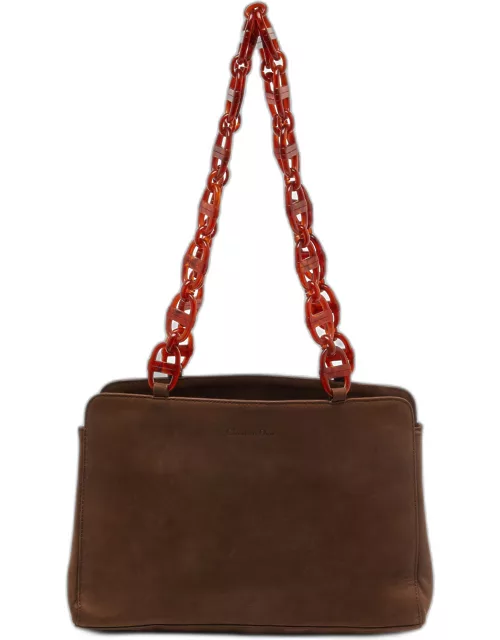 Dior Brown Nubuck Leather Vintage Shoulder Bag