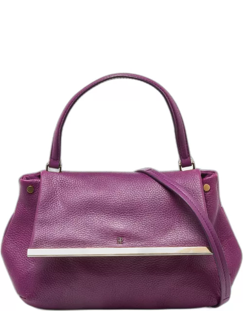 CH Carolina Herrera Purple Leather Top Handle Bag