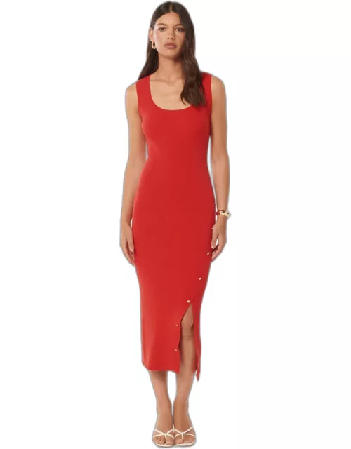 Forever New Women's Chelsea Button Detail Midi Dress in Red