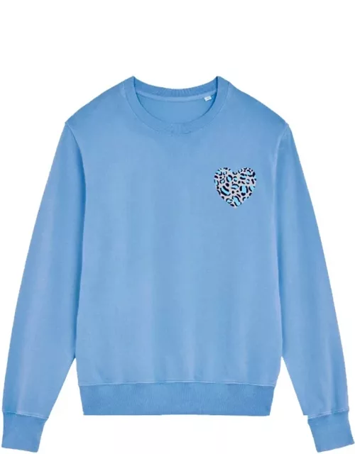 RAINBOW COLOURS Leopard Heart Sweatshirt - Sky Blue