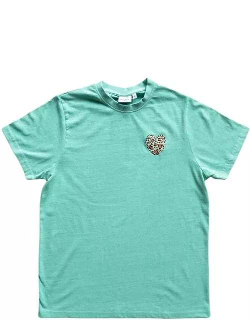 RAINBOW COLOURS Leopard Heart T-Shirt - Kelly Green
