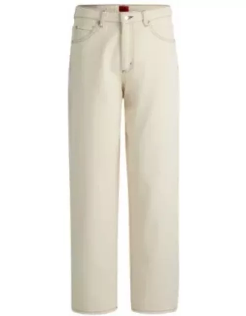 Relaxed-fit jeans in ecru rigid denim- White Women's Jean