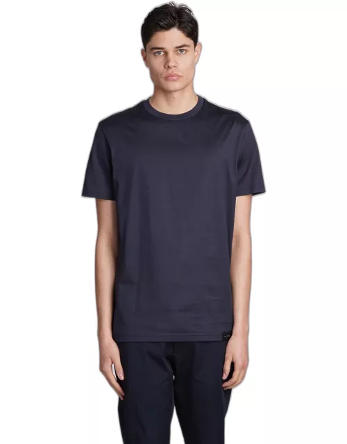 Low Brand B134 Basic T-shirt In Blue Cotton