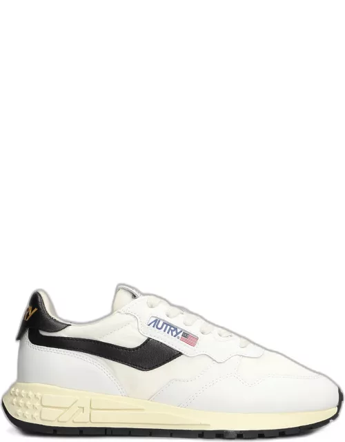 Autry Reelwind Low Sneakers In White Leather And Fabric