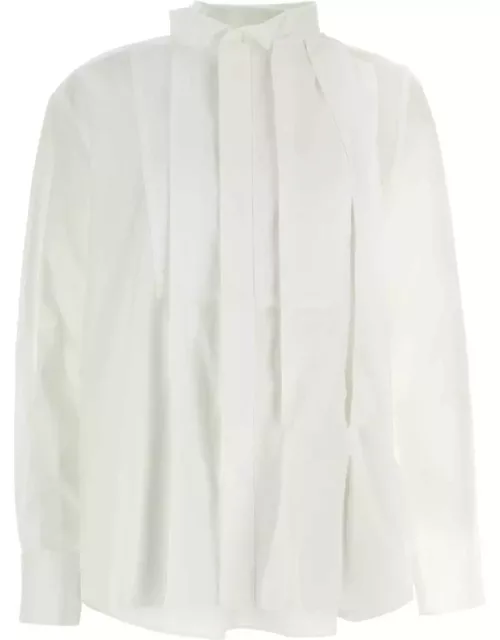 Sacai White Polyester Blend Chiffon Mix Cotton Poplin Shirt