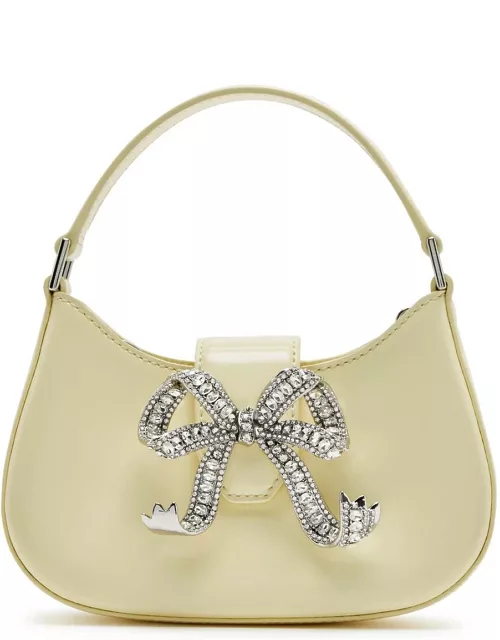 Self-portrait Crescent Bow Embellished Leather top Handle bag - Yellow