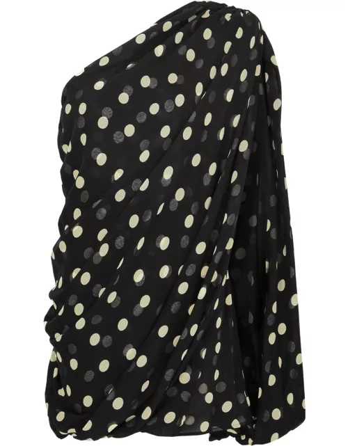 Stella Mccartney Polka-dot One-shoulder Silk Mini Dress - Black - 42 (UK10 / S)
