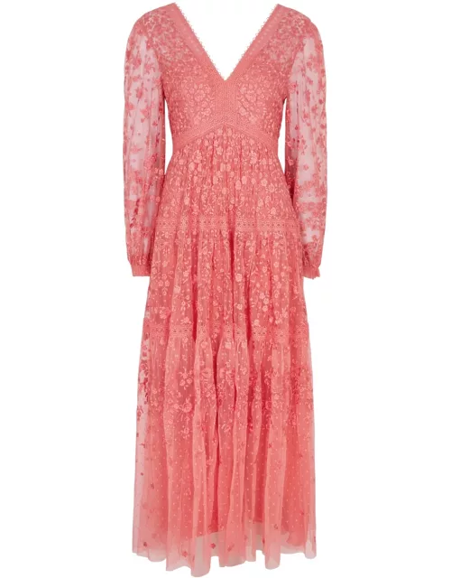 Needle & Thread Celestia Ribbon Embroidered Tulle Maxi Dress - Pink - 2 (UK6 / XS)