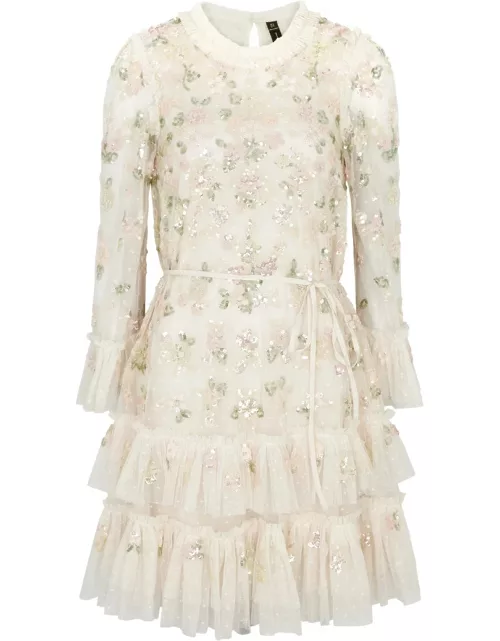 Needle & Thread Bloom Gloss Embellished Tulle Mini Dress - Cream - 2 (UK6 / XS)