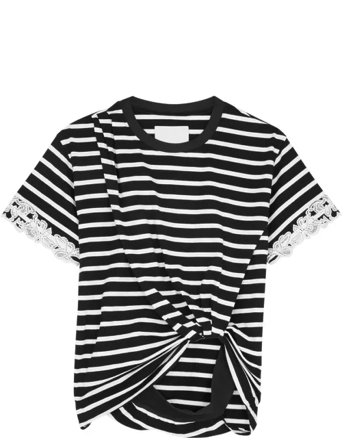 3.1 Phillip Lim Striped Draped Cotton T-shirt - Black And White - L (UK14 / L)