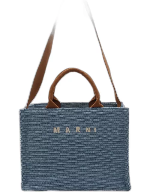 Logo Embroidered Woven Tote Bags Marni