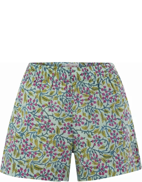 MC2 Saint Barth Meave - Cotton Shorts With Floral Pattern