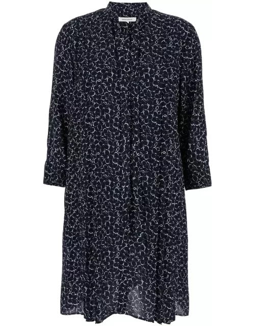 Maison Kitsuné Blu Pleated Mini Dress In Viscose Woman