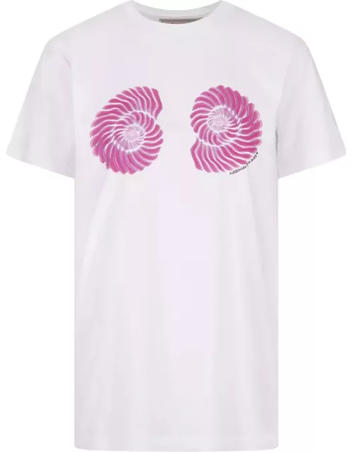Alessandro Enriquez White T-shirt With Ammonite Print