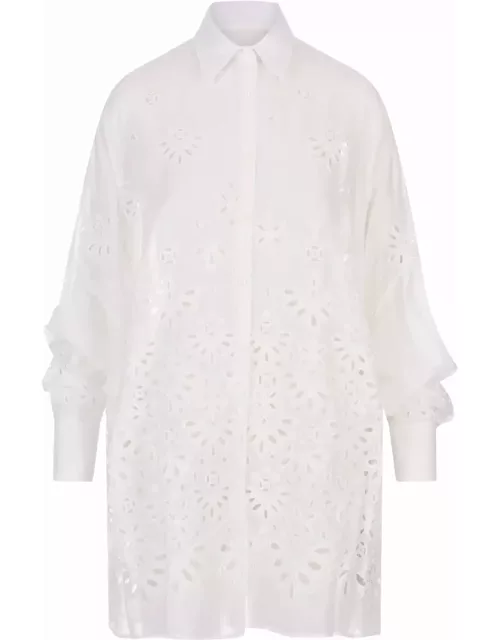 Ermanno Scervino White Over Shirt With Sangallo Lace