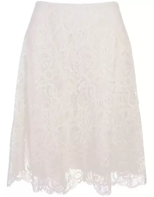 Ermanno Scervino Short A-line Skirt In White Lace
