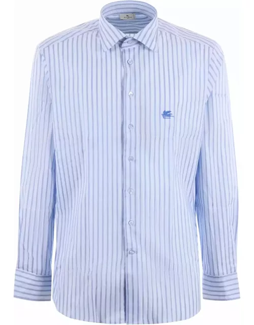Etro White/light Blue Striped Long Sleeved Shirt